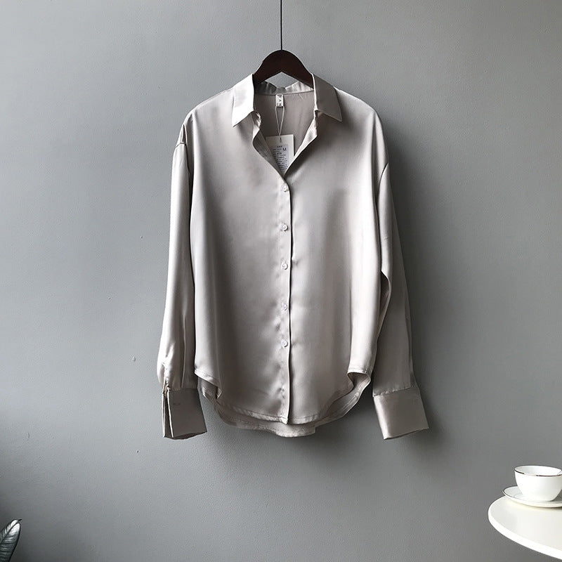 Nara | Solid Color Lapel Shirt