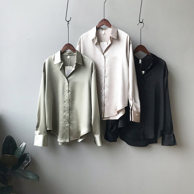 Nara | Solid Color Lapel Shirt
