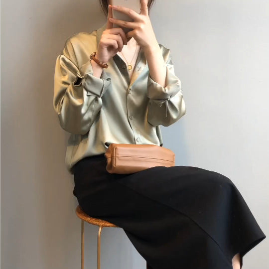 Nara | Solid Color Lapel Shirt