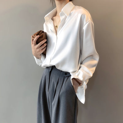 Nara | Solid Color Lapel Shirt