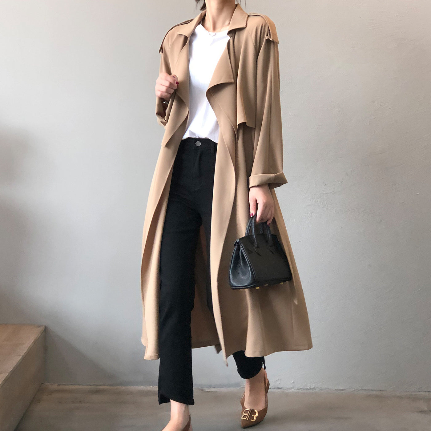 Clarisse | Retro British-Style Long Windbreaker
