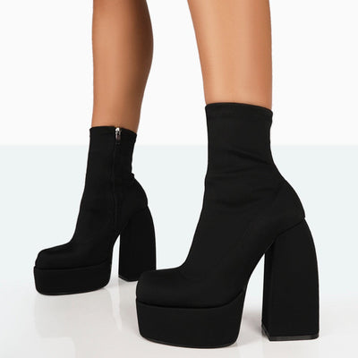 Charlie | Black Nylon Ankle Boots