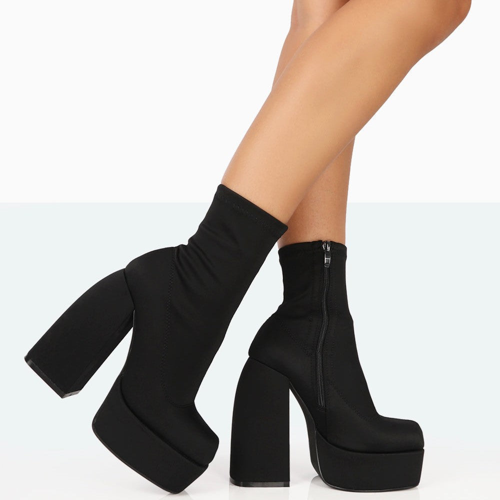 Charlie | Black Nylon Ankle Boots
