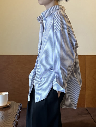 Niela | Retro French Striped Loose Shirt
