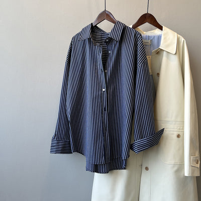 Niela | Retro French Striped Loose Shirt