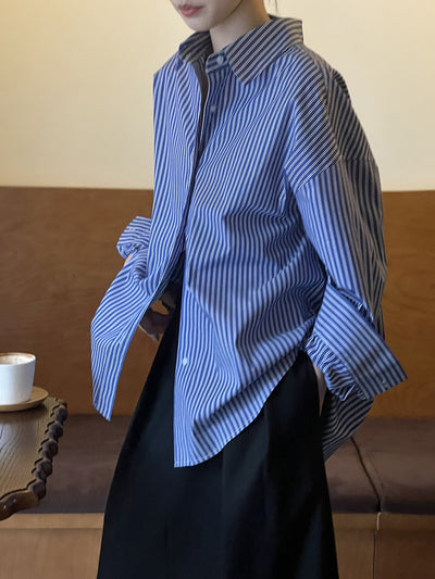Niela | Retro French Striped Loose Shirt
