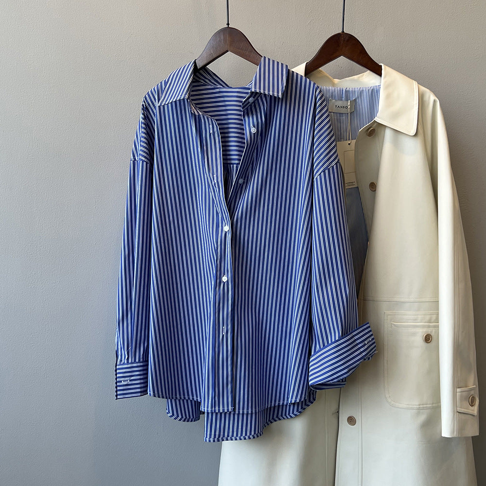 Niela | Retro French Striped Loose Shirt