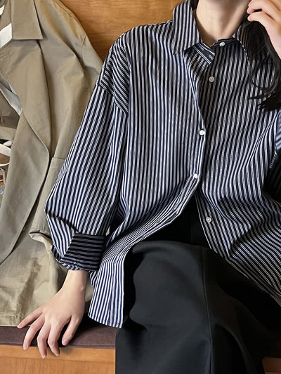 Niela | Retro French Striped Loose Shirt