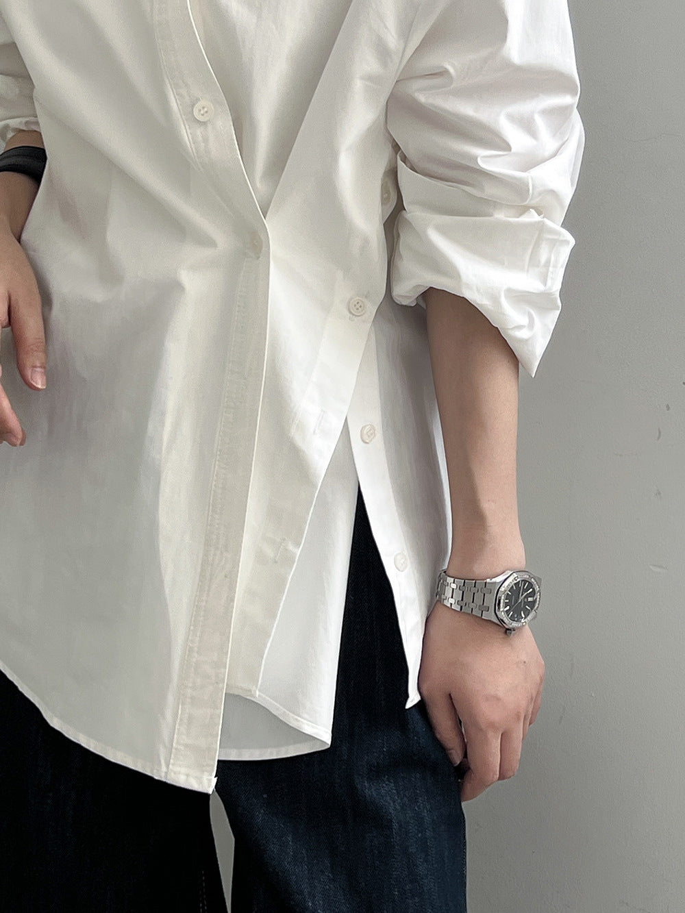 Elira | Irregular Side-Slit Button Shirt