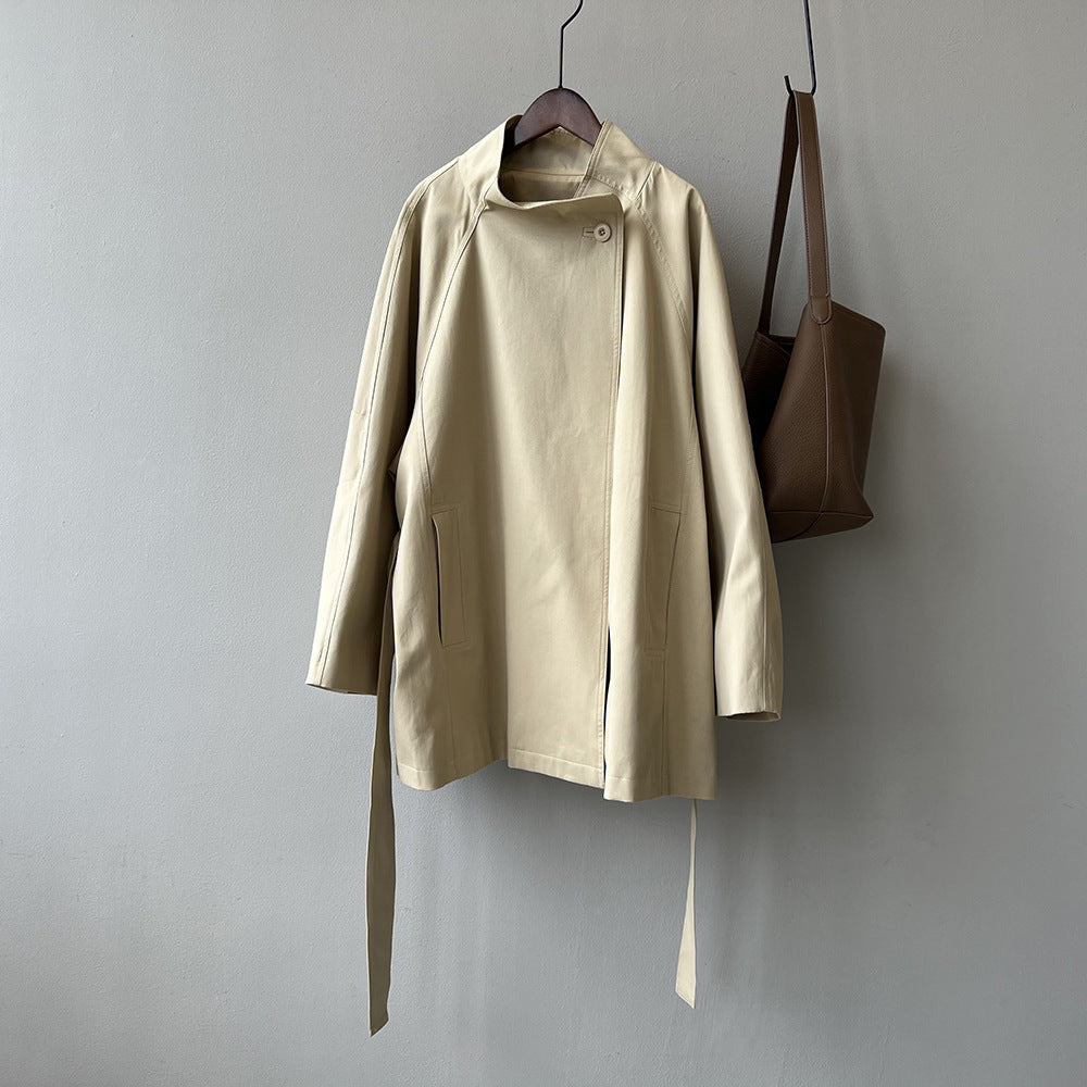Khaki Trench Spring Jacket For Women