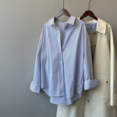 Niela | Retro French Striped Loose Shirt