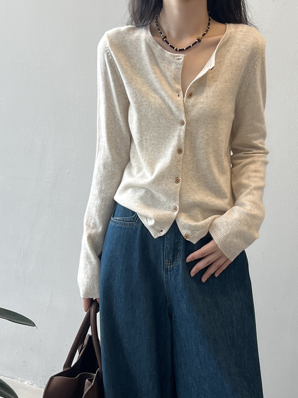 Ishie | Korean Contrast Striped Knit Cardigan