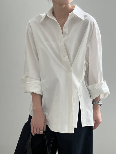 Elira | Irregular Side-Slit Button Shirt