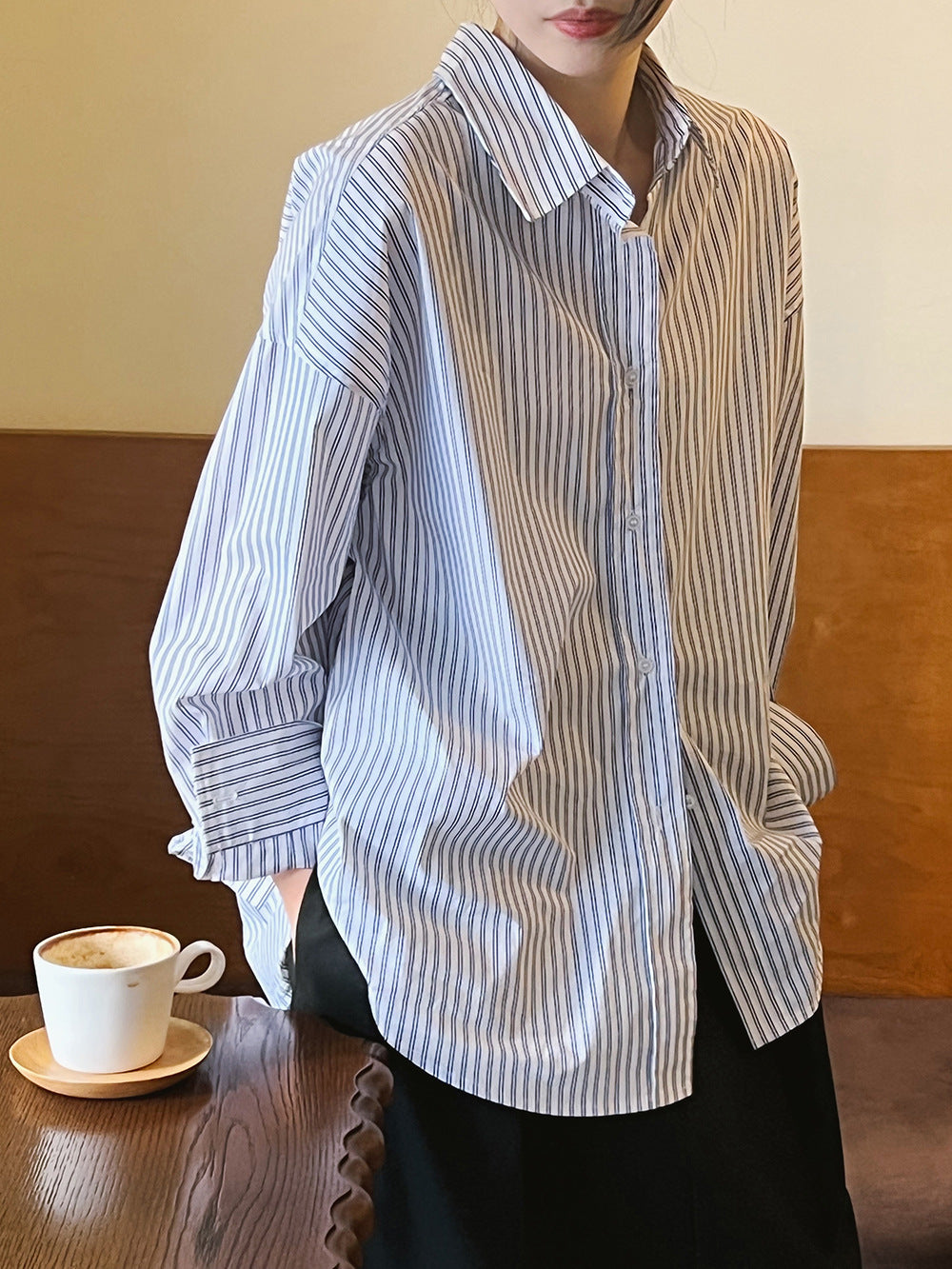 Niela | Retro French Striped Loose Shirt