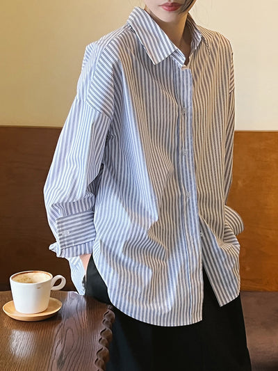 Niela | Retro French Striped Loose Shirt