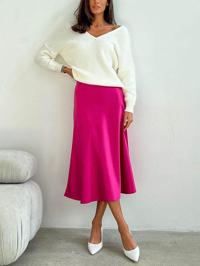 SATIN MIDI SKIRT