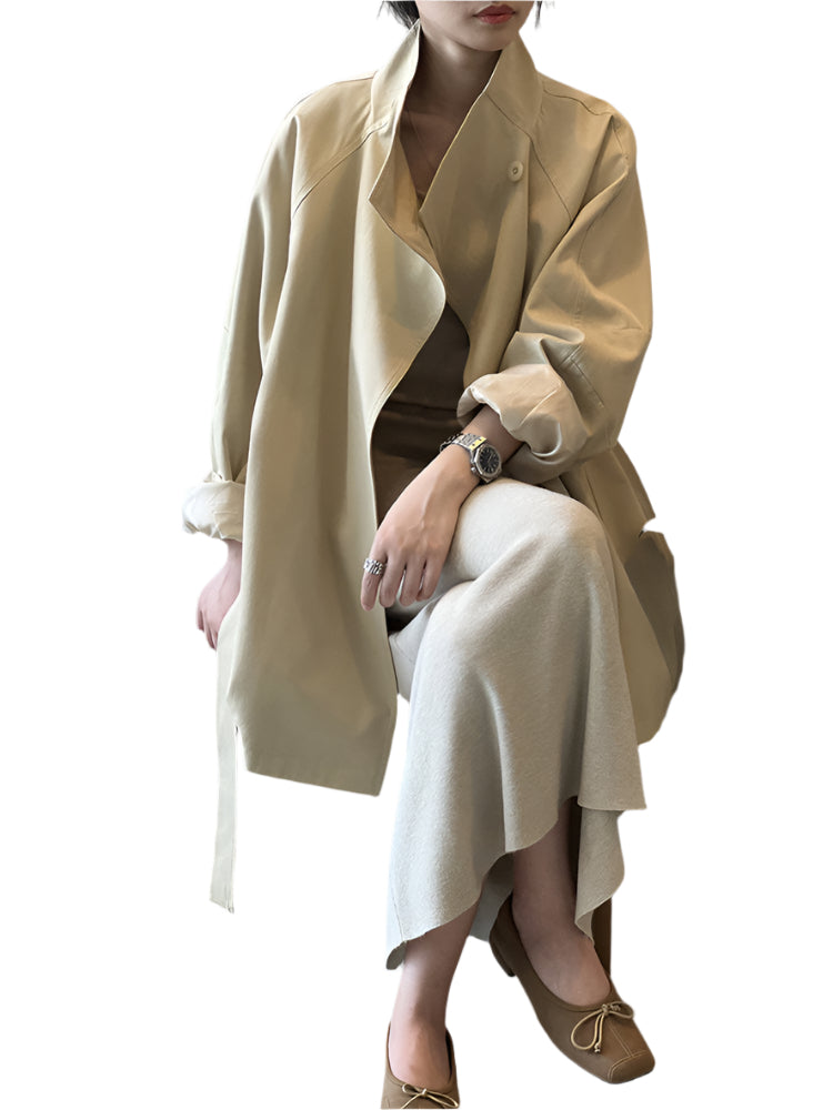 Khaki Trench Spring Jacket For Women
