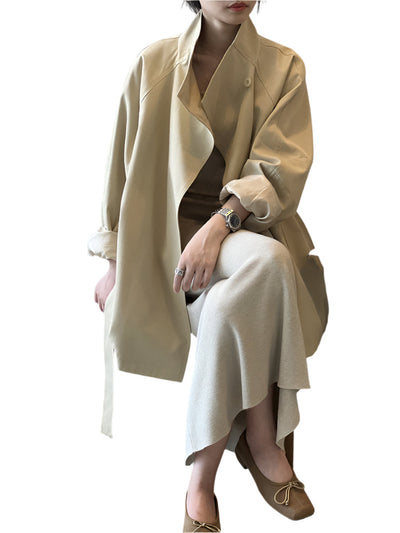 Khaki Trench Spring Jacket For Women