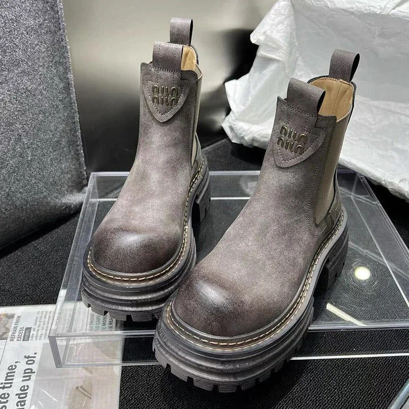 Chuckers | Ladies Chunky Platform Leather Boots For Comfort & Style