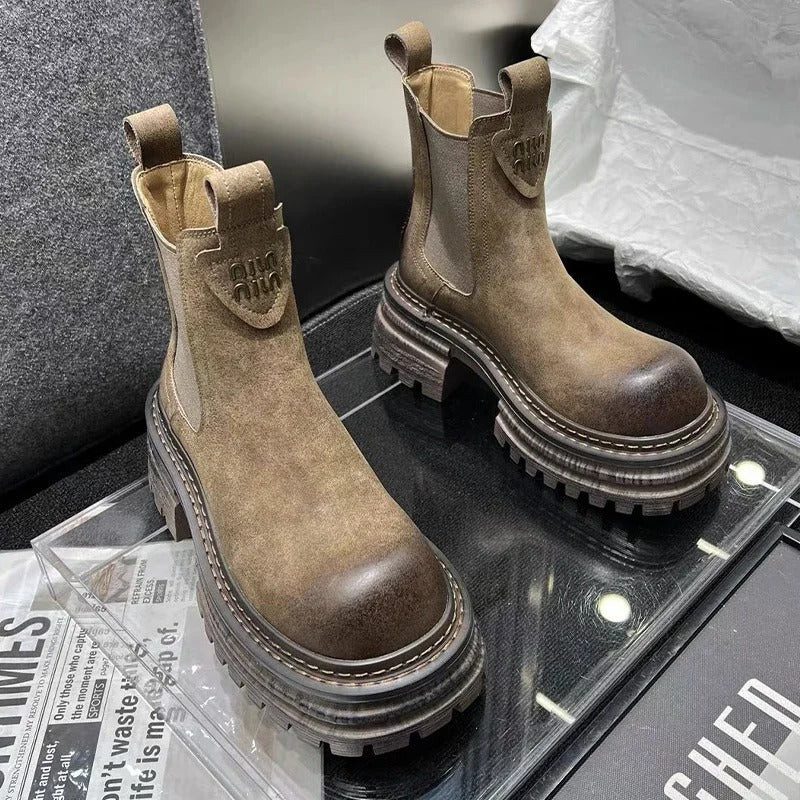 Chuckers | Ladies Chunky Platform Leather Boots For Comfort & Style